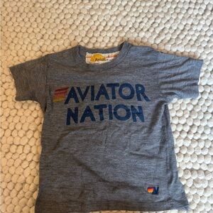 Aviator Nation Heather Gray Tee with Blue Logo